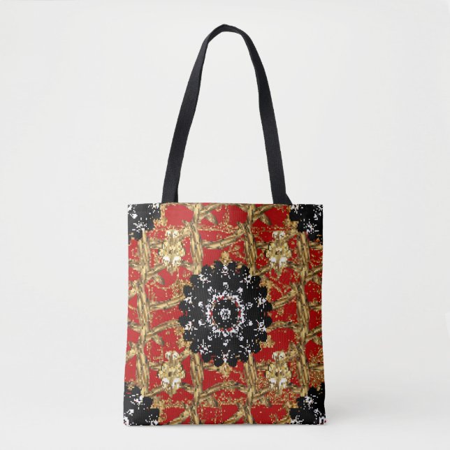 Tote Bag Elément doré sur arrière - plan rouge. Illustratio (Devant)