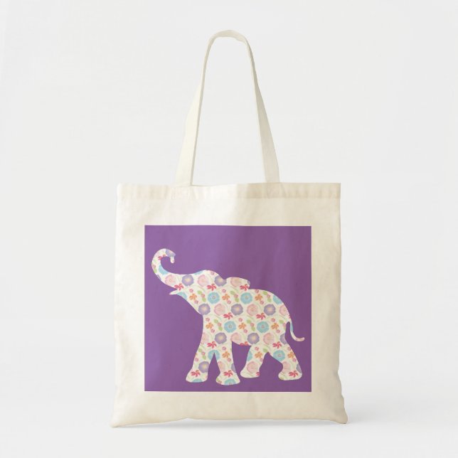Tote Bag Eléphant à l'aquarelle Motif unique (Devant)