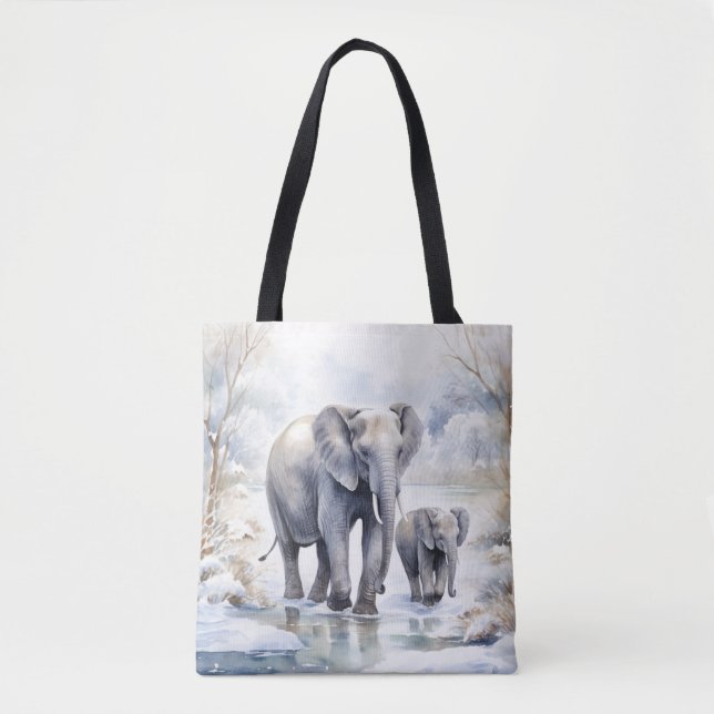 Tote Bag Elephant and Baby (Devant)