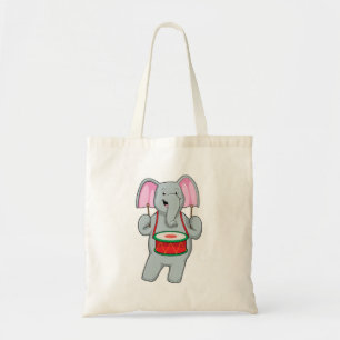 Tote Bag Elephant at Music with Drum