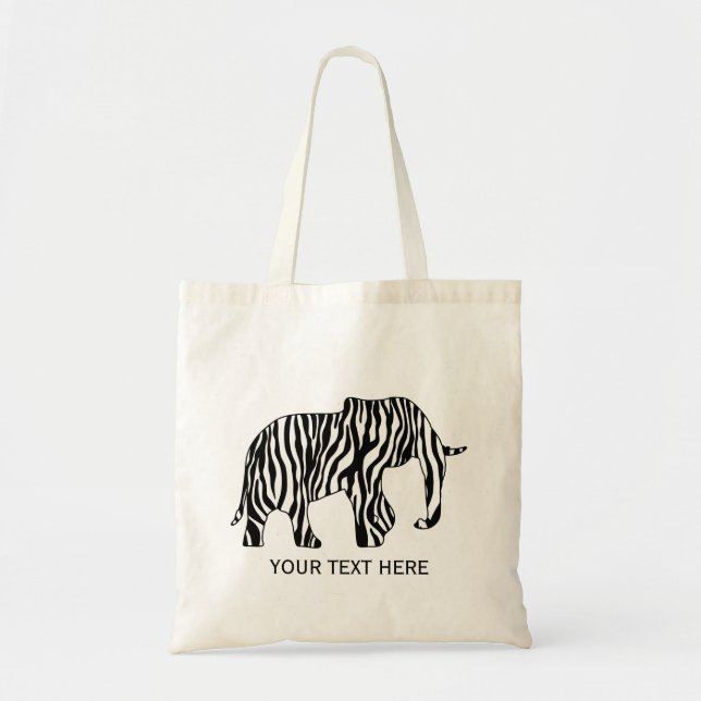Tote Bag Éléphant avec des rayures de zèbre + vos idées (Devant)