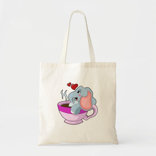 Tote Bag Elephant avec la coupe du café (Devant)