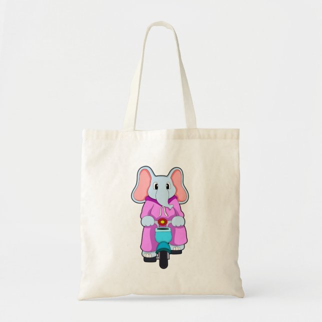 Tote Bag Eléphant avec vélo (Devant)