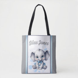 Tote Bag Eléphant bleu Cutie - Petite cacahuète
