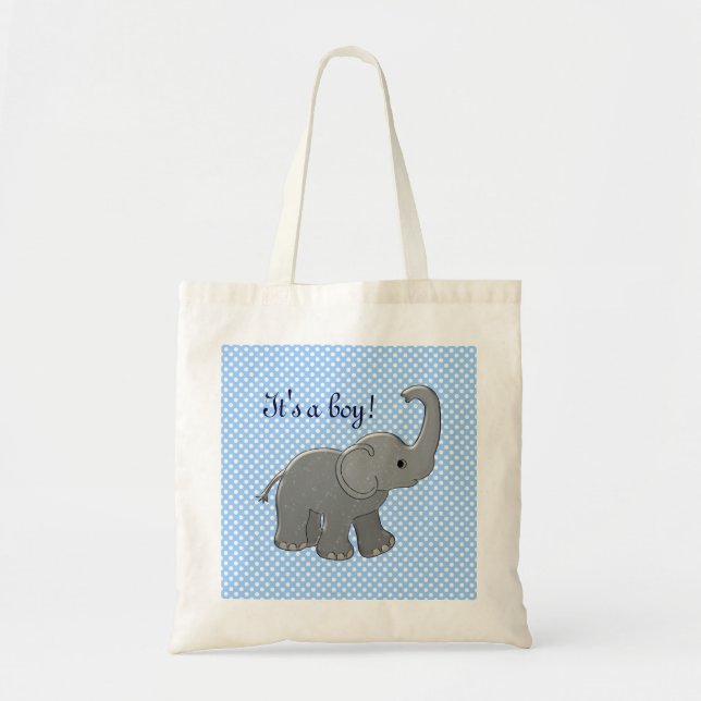 Tote Bag éléphant bleu de baby shower (Devant)