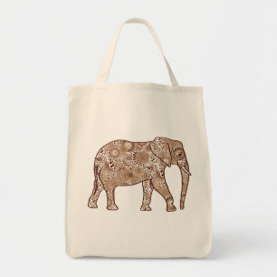 Tote Bag Eléphant, Brown et taupe à torsion fractale
