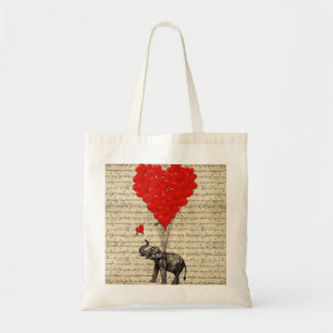 Tote Bag Éléphant et ballons en forme de coeur