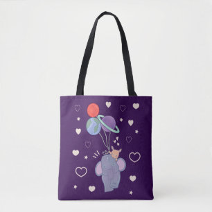Tote Bag Éléphant et Lapin Montgolfière Spatiale   Fantaisi
