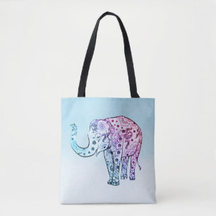 Tote Bag Eléphant floral dégradant