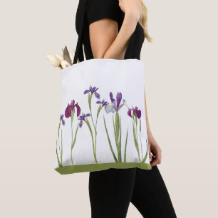 Tote Bag Éléphant Purple Watercolor Iris Flowers Botanical