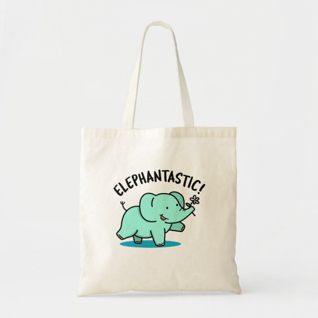Tote Bag Elephantastic Funny Elephant Pun (Devant)