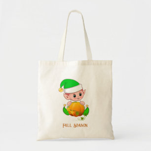 Tote Bag Elfe Mignon & Citrouille Saison d'Automne