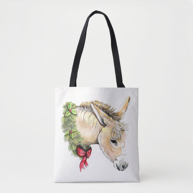 Tote Bag Ella l'âne de Noël (Devant)
