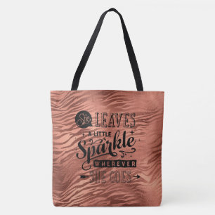 Tote Bag Elle Feuille Sparkle ton Rose Tiger Imprimer Fourr