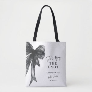 Tote Bag Elle Noue Le Nœud Noir Fête de Mariage