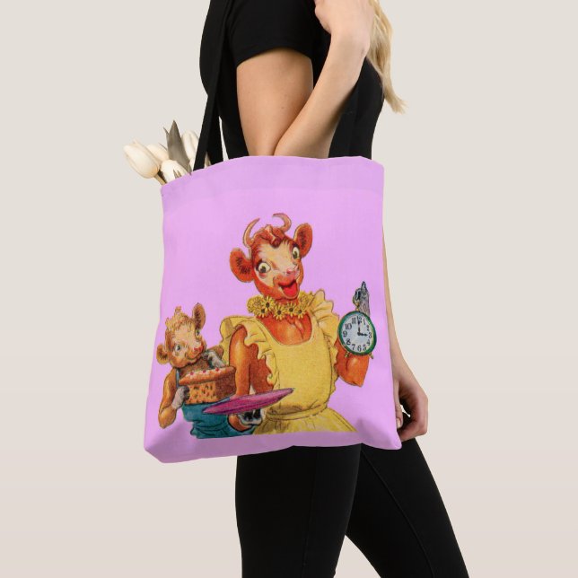 Tote Bag Elsie la vache et sa fille Beulah - C'est l'heure  (De près)