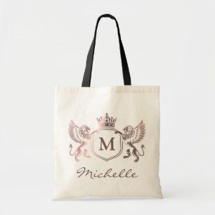 Tote Bag Emblème de la Couronne royale Lions Monogramme Scr