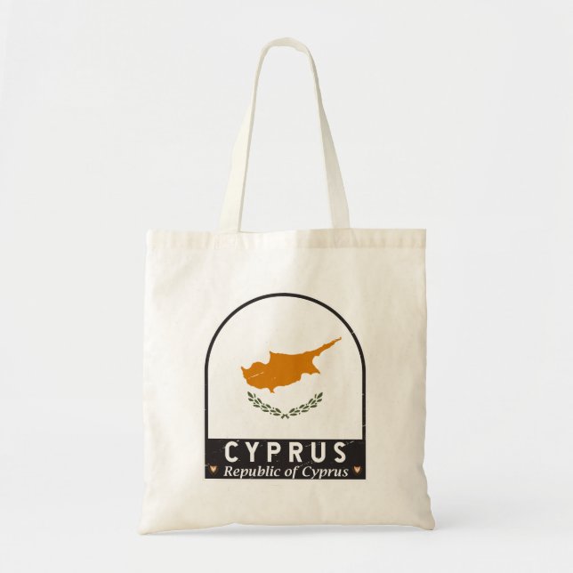 Tote Bag Emblème du drapeau de Chypre Vintage (Devant)