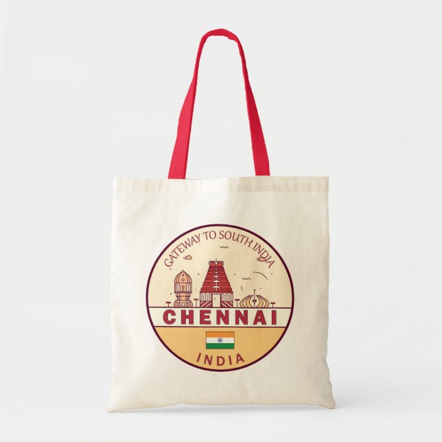 Tote Bag Emblème Skyline de Chennai India City (Devant)