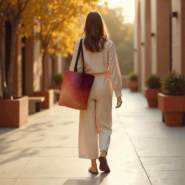 Tote Bag Embres de fond - Arbre Abstraite chaude (Fading Embers Tote. Carry warm, glowing energy with sophisticated abstract art in style.)