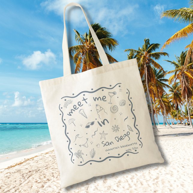 Tote Bag Emplacement de la série "Hand Drawn Coastal Meet M (Créateur téléchargé)