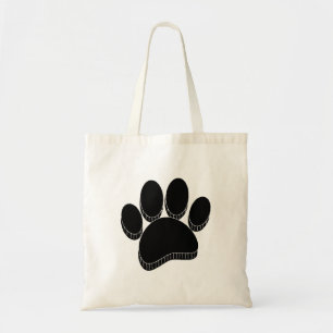 Tote Bag Empreinte de chien noir main tirée personnalisée