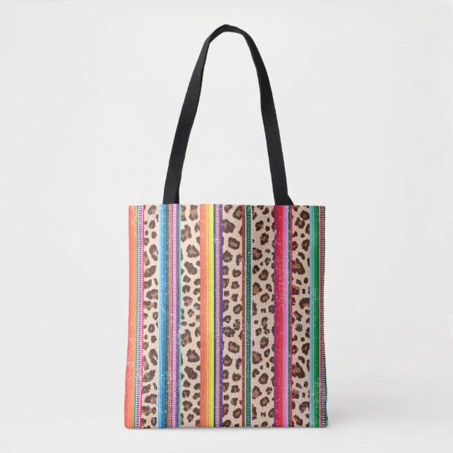 Tote Bag Empreinte de léopard arc-en-ciel Motif animal mode (Devant)