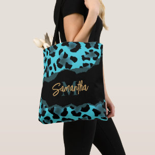 Tote Bag Empreinte de léopard bleu mignon
