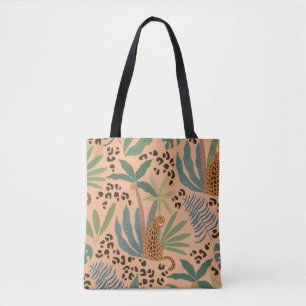 Tote Bag Empreinte de léopard de la jungle : motif sans cou