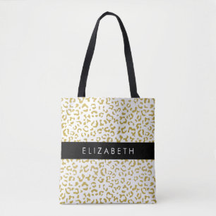Tote Bag Empreinte de léopard, Leopard d'or, Parties scinti
