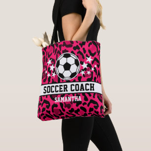 Tote Bag Empreinte de léopard rose Nom de l'entraîneur