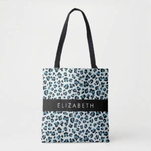 Tote Bag Empreinte de léopard, Spots, Leopard Bleu, Votre N