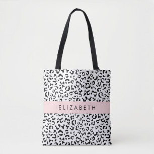Tote Bag Empreinte de léopard, Spots, Noir Et Blanc, Votre