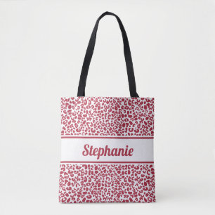 Tote Bag Empreinte de léopard tendance rouge et blanc avec 