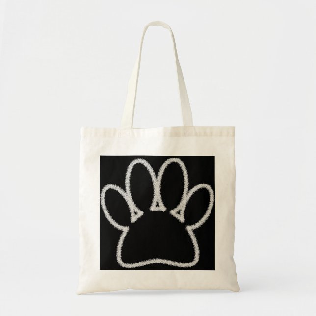 Tote Bag Empreinte de patte de chien de ligne Chalk blanc (Devant)