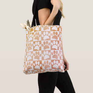 Tote Bag Empreinte de patte de chien en Motif Vintage Carré