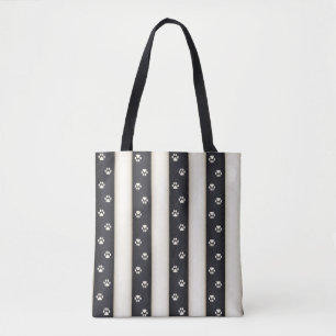 Tote Bag Empreintes de pattes de chats noir & blanc d'antiq