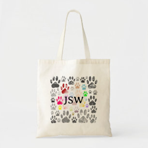 Tote Bag Empreintes de pattes de chien en colère colorés su