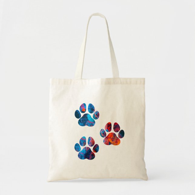 Tote Bag Empreintes de pattes de chiens - Encre dans l'eau (Devant)