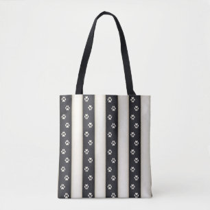 Tote Bag Empreintes de pattes de chiens sur Black & Antique