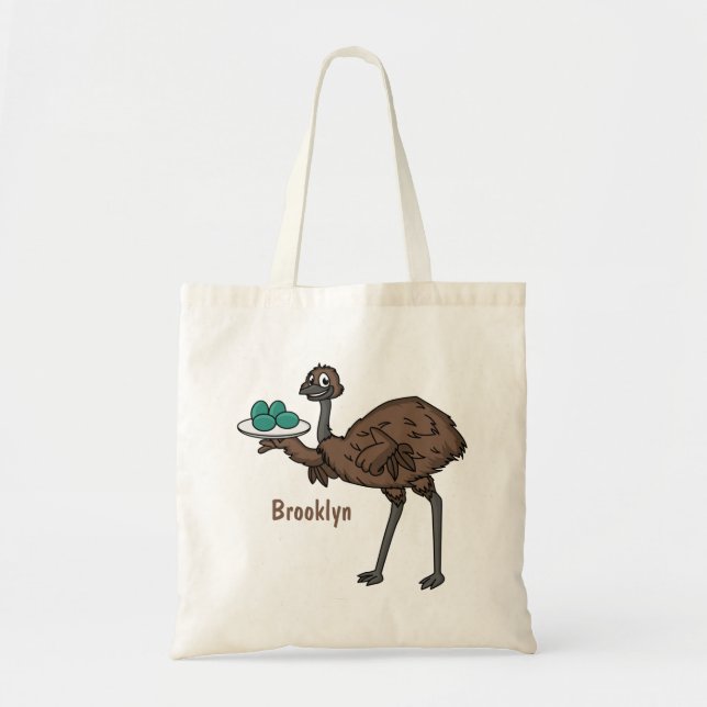 Tote Bag Emu avec dessin animé d'oeufs (Devant)