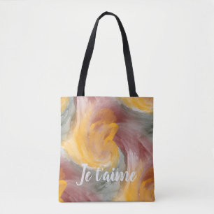 Tote Bag En amour Français Automne Aquarelle Paint Swirls