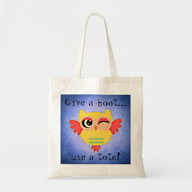 Tote Bag En clignant de l'oeil le hibou mignon donnez un (Devant)