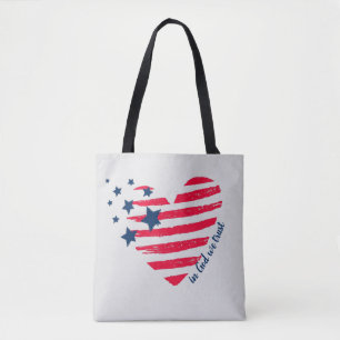 Tote Bag En Dieu Nous Avons Confiance Cœur Patriotique