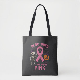 Tote Bag En Octobre Nous Portons Pink Halloween
