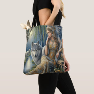 Tote Bag Enchantement Lune dans la Forêt Mystique