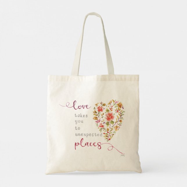 Tote Bag Encouragement de l'aquarelle du coeur floral (Dos)