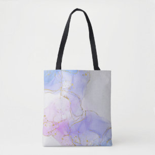 Tote Bag Encre d'alcool rose, pourpre et bleu