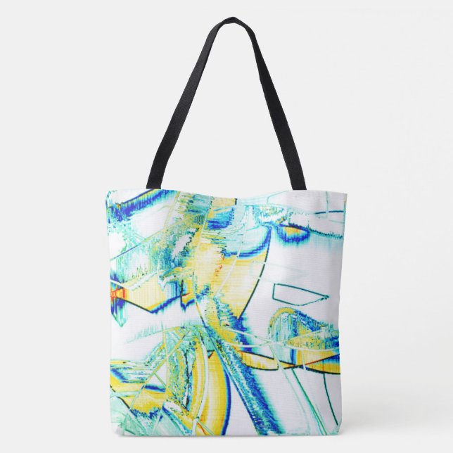 Tote Bag encre glissante no, image avec taches jaunes, bleu (Dos)