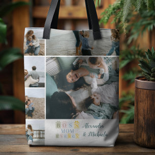 Tote Bag Énergie de Maman Patron Carreaux Collage Photo
